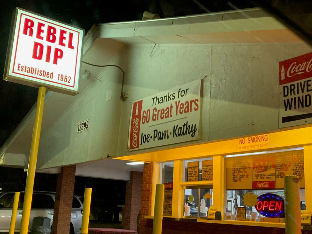 Ron Corder Customs A diner with a sign that says rebel dip.