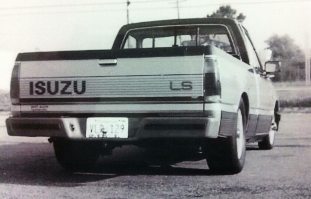 Ron Corder Customs A black and white photo of a suzuki pickup truck.